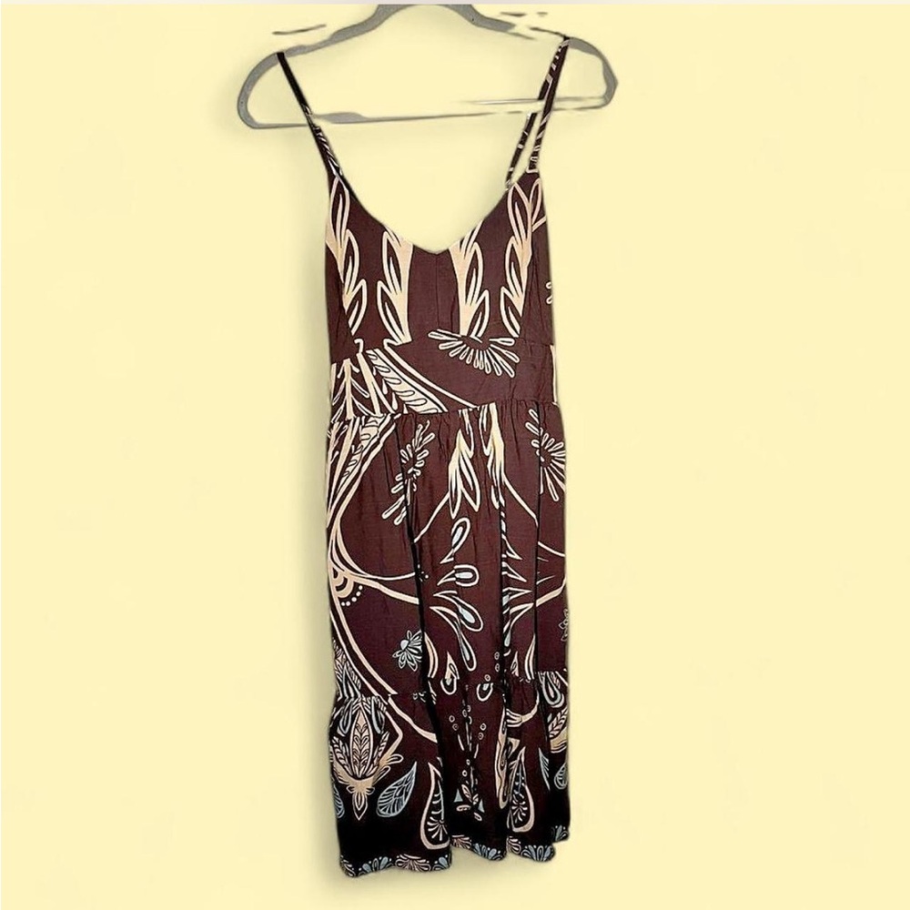Brown Ruched Spaghetti Strap Sundress